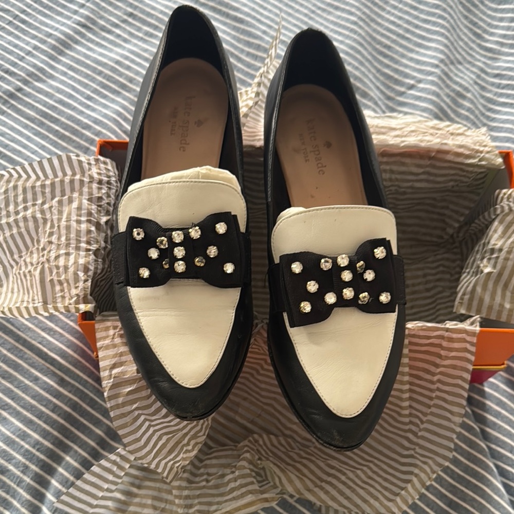 Kate Spade Black and White Studded Flats